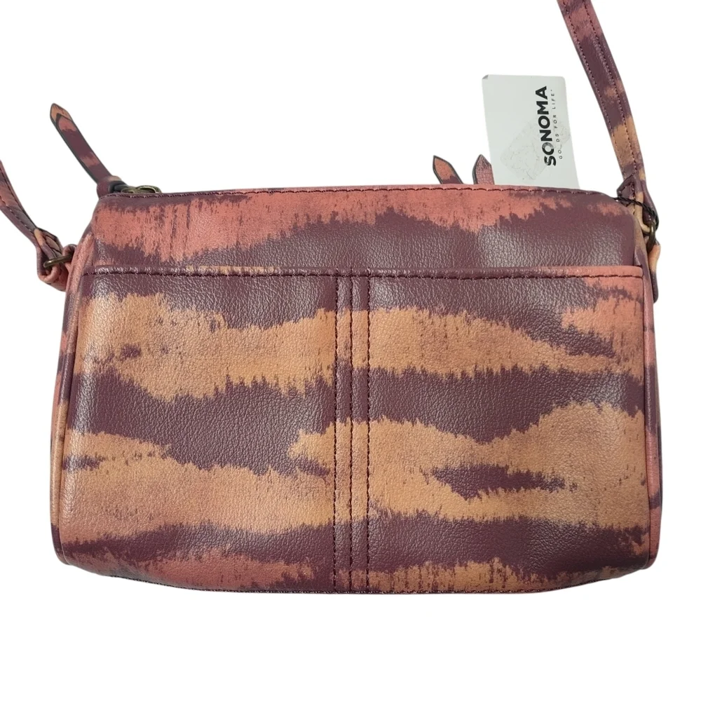 Sonoma Women's Orange Black Faux Leather Crossbody Bag Small NWT